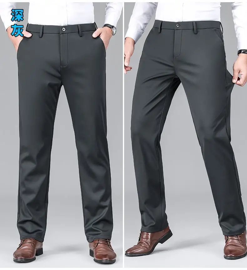 Men's Black Silk Business Pants Anti-Wrinkle High Elastic — feature 13