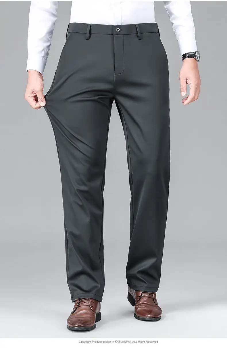 Men's Black Silk Business Pants Anti-Wrinkle High Elastic — feature 14