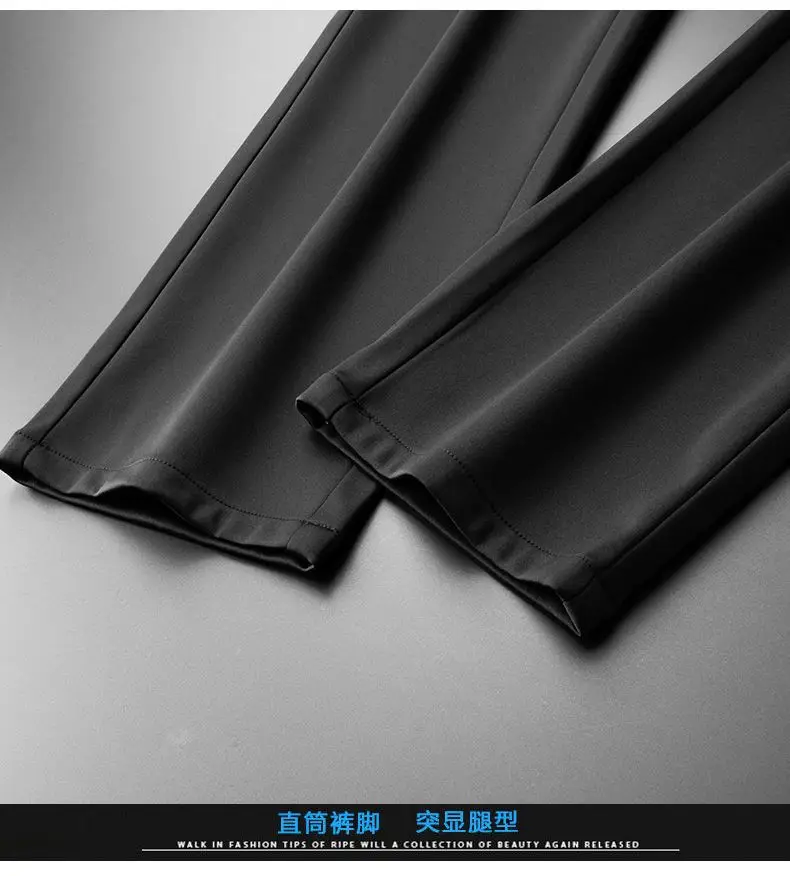 Men's Black Silk Business Pants Anti-Wrinkle High Elastic — feature 18