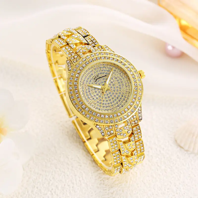 Gold Diamond Watch for Men Women Quartz Bracelet — feature 1