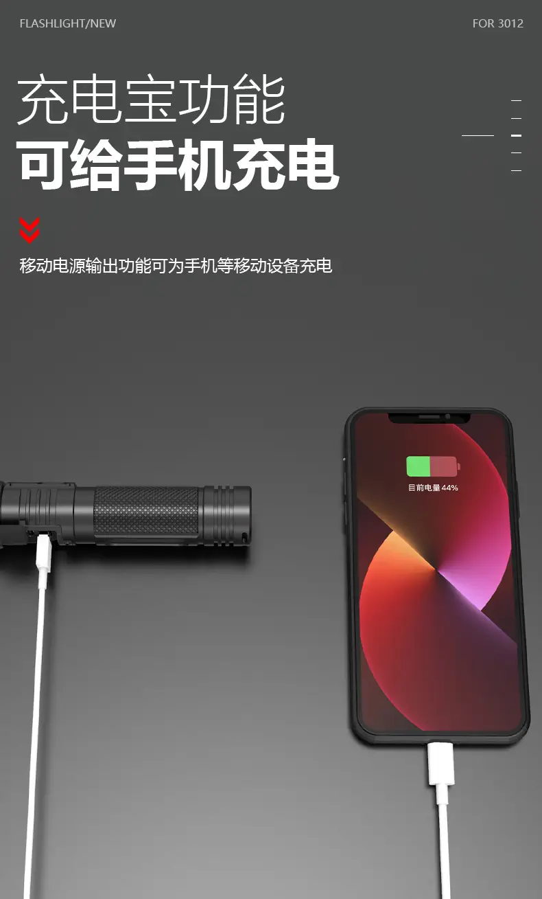 Aluminum Laser Flashlight with Digital Display & Zoom — feature 9