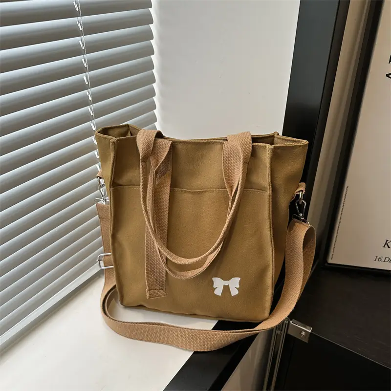 Women Canvas Shoulder Bag Teal Large Capacity - Image 5