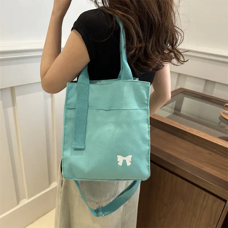 Women Canvas Shoulder Bag Teal Large Capacity - Image 6