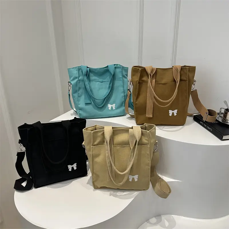 Women Canvas Shoulder Bag Teal Large Capacity - Image 8