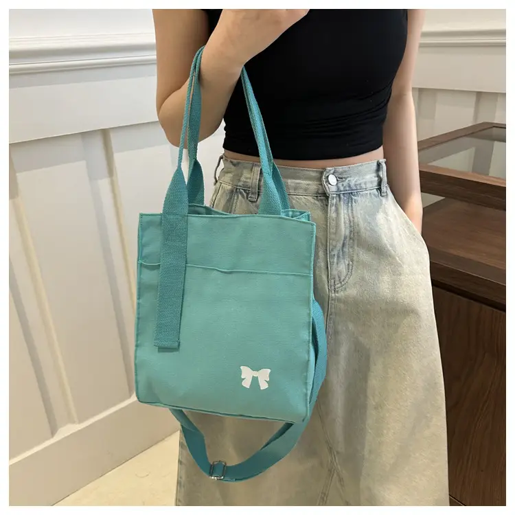 Women Canvas Shoulder Bag Teal Large Capacity — feature 13
