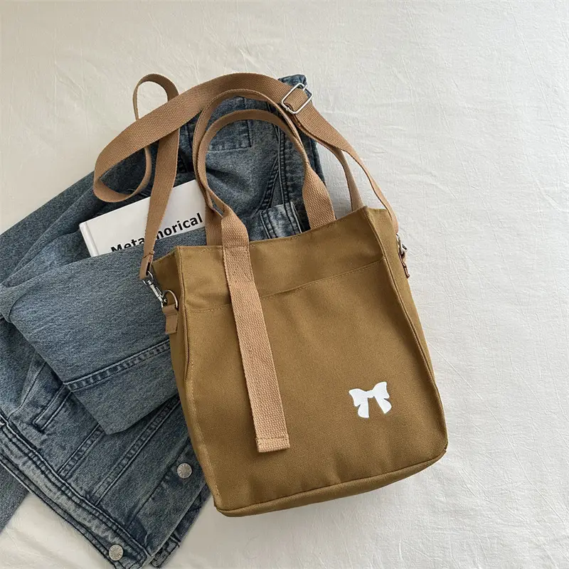 Women Canvas Shoulder Bag Teal Large Capacity - Image 2