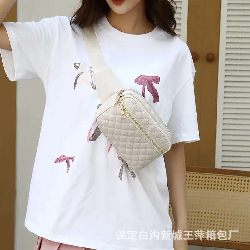 Waist Bag Female Korean Fashion Embroidered Rhombus Single Shoulder Messenger Bag - Image 9