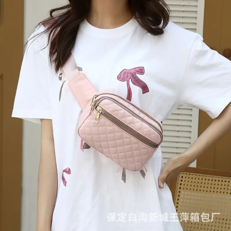 Waist Bag Female Korean Fashion Embroidered Rhombus Single Shoulder Messenger Bag - Image 10