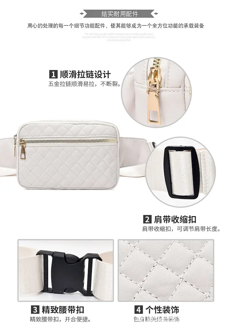 Waist Bag Female Korean Fashion Embroidered Rhombus Single Shoulder Messenger Bag — feature 10