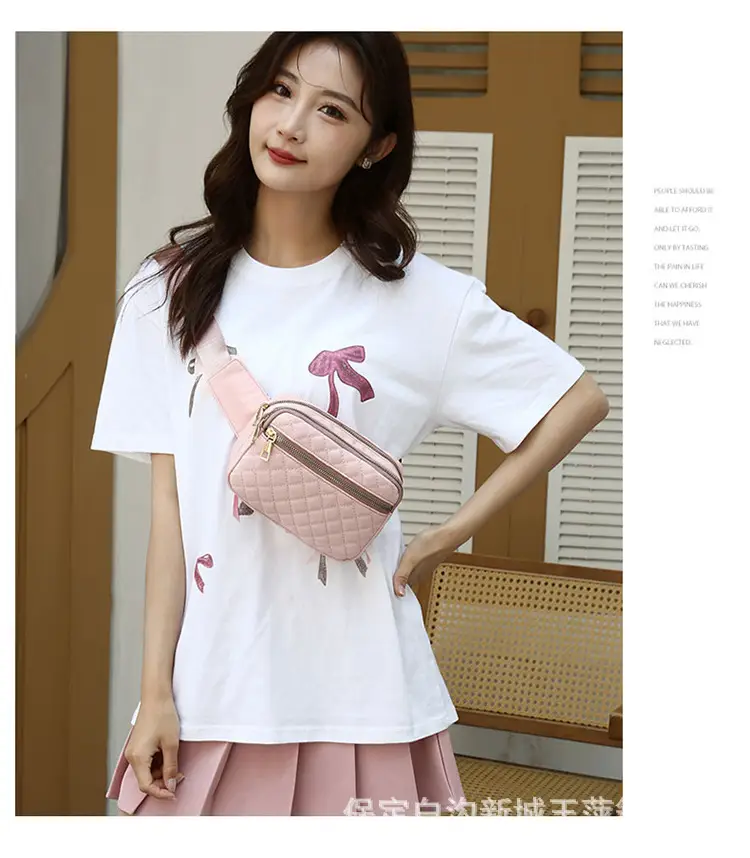 Waist Bag Female Korean Fashion Embroidered Rhombus Single Shoulder Messenger Bag — feature 29