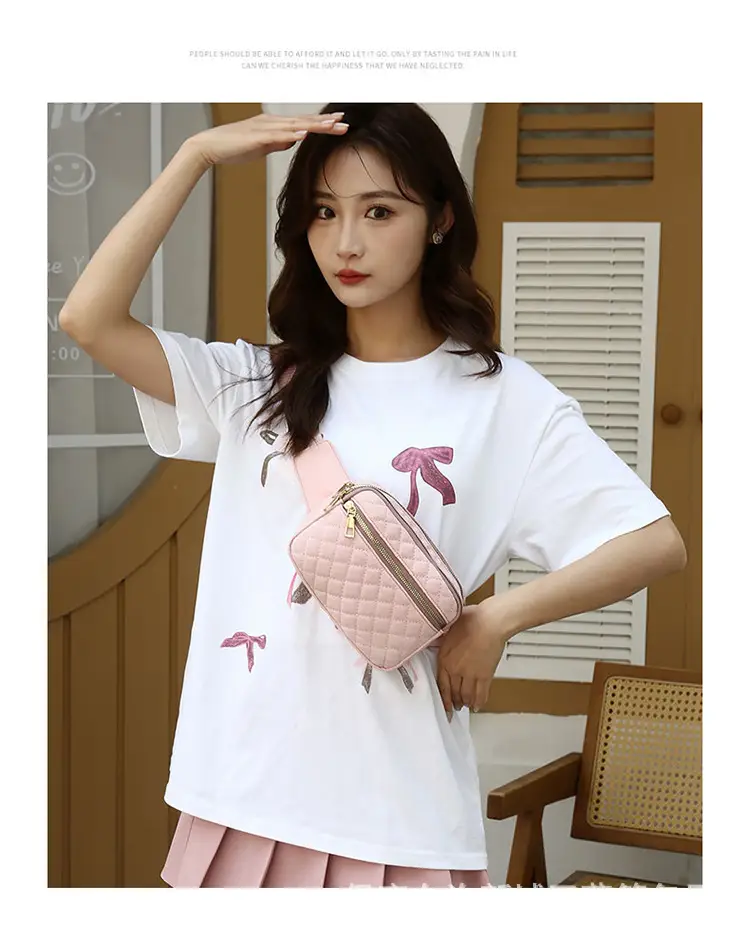 Waist Bag Female Korean Fashion Embroidered Rhombus Single Shoulder Messenger Bag — feature 30