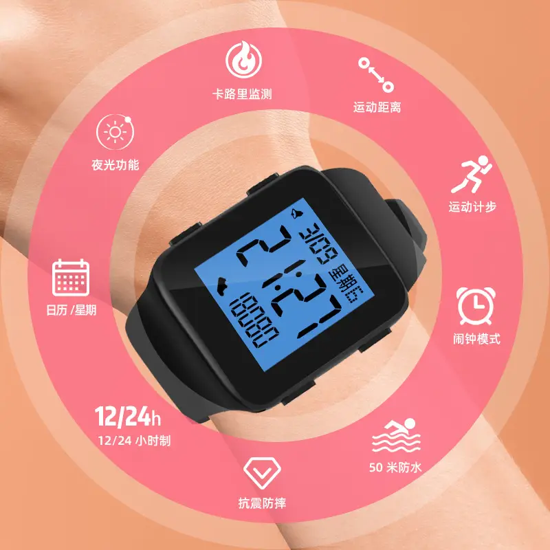 Digital Step Counter Smart Watch Black Waterproof - Image 10