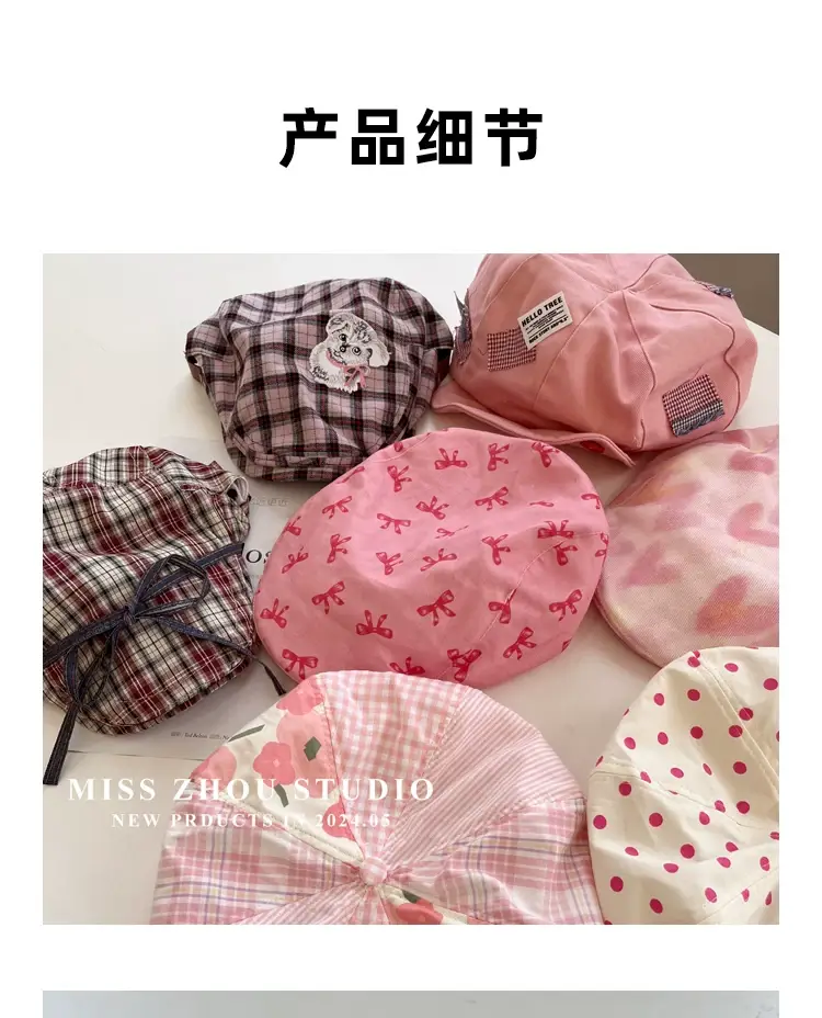 Women Vintage Plaid Spice Girls Cap Spring Anti-Beret — feature 3