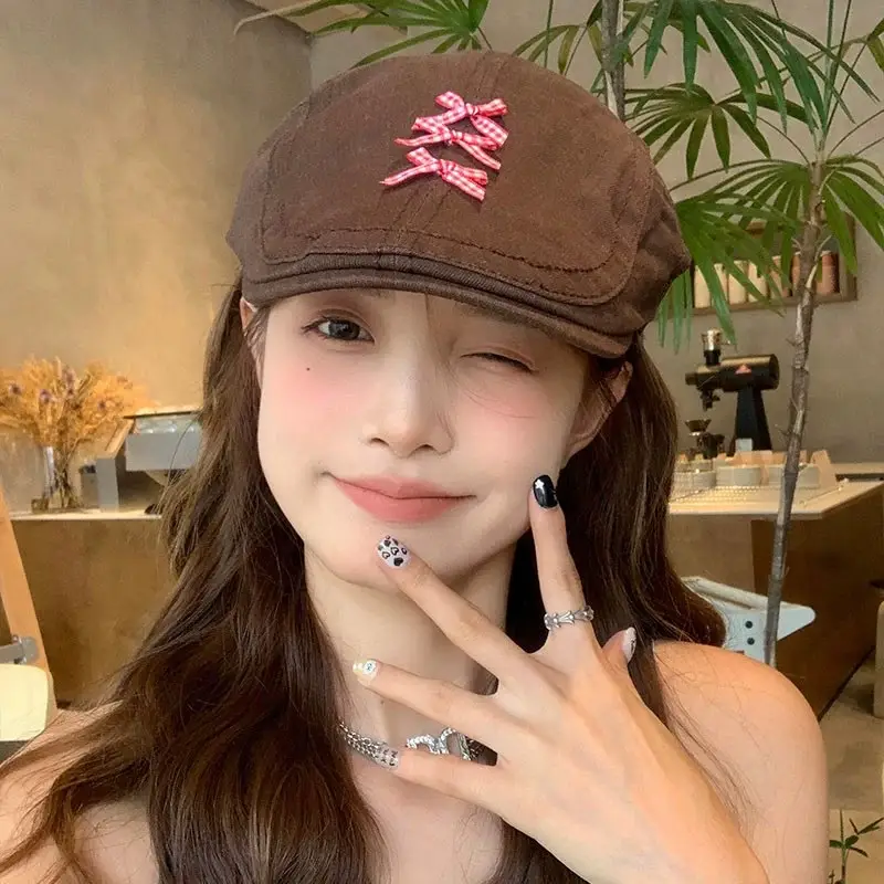 Women Vintage Plaid Spice Girls Cap Spring Anti-Beret - Image 12