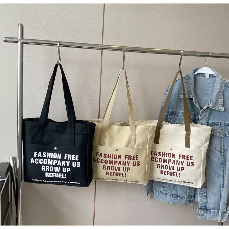 Women Canvas Tote Bag Large Capacity Retro College Student Shoulder Bag - Image 5