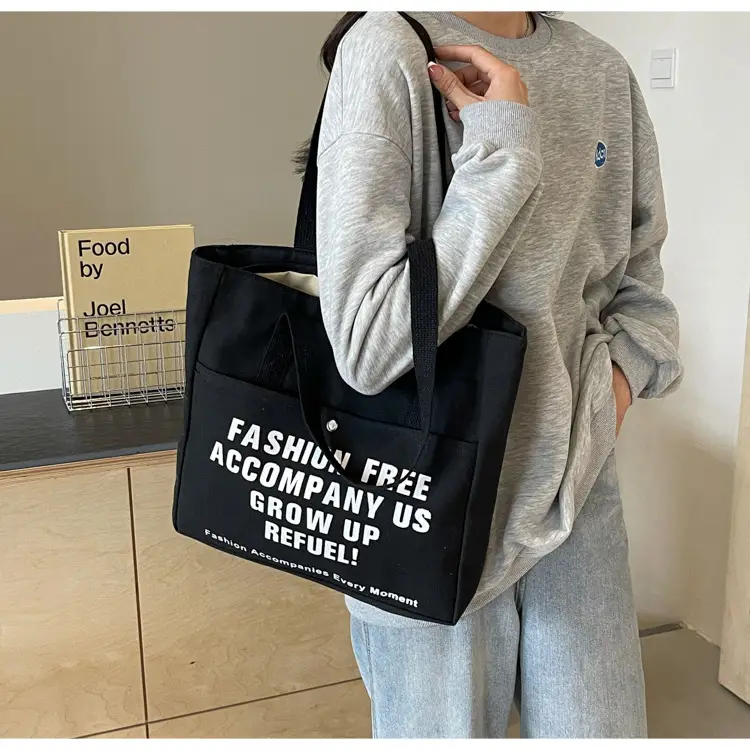 Women Canvas Tote Bag Large Capacity Retro College Student Shoulder Bag — feature 11