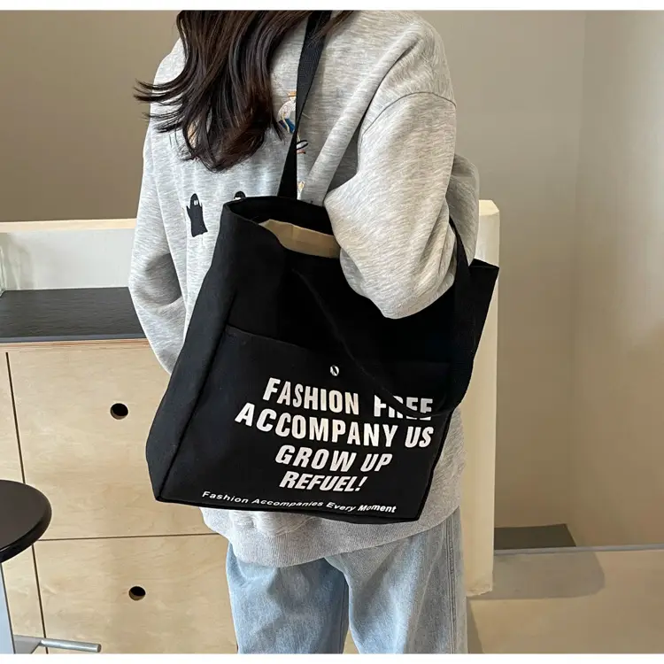 Women Canvas Tote Bag Large Capacity Retro College Student Shoulder Bag — feature 12