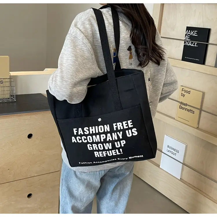 Women Canvas Tote Bag Large Capacity Retro College Student Shoulder Bag — feature 14
