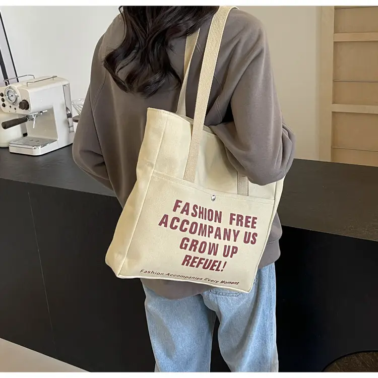 Women Canvas Tote Bag Large Capacity Retro College Student Shoulder Bag — feature 15