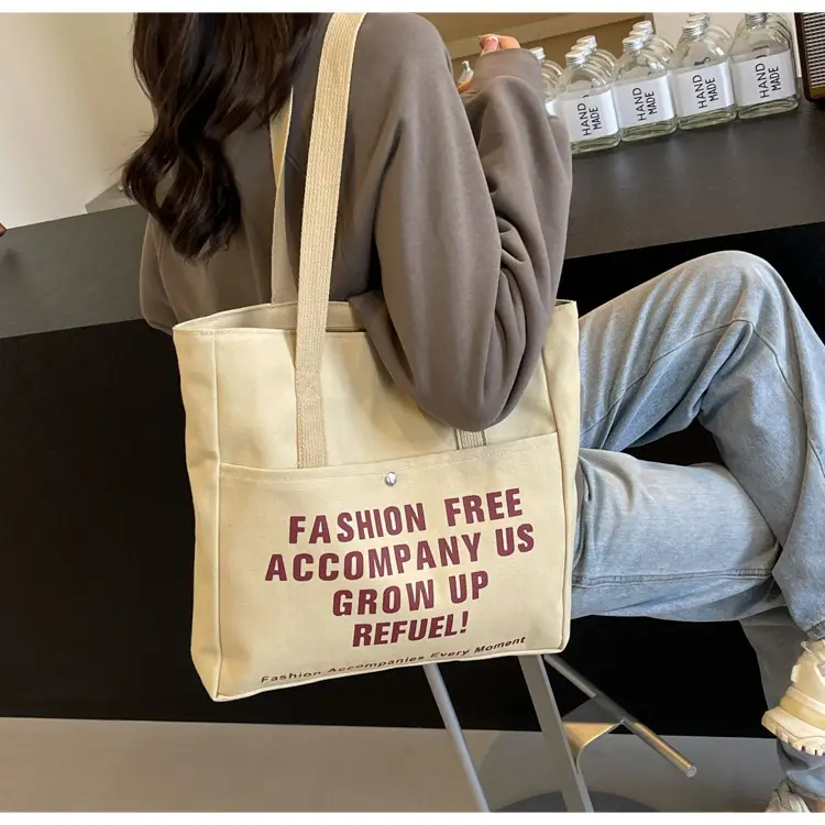 Women Canvas Tote Bag Large Capacity Retro College Student Shoulder Bag — feature 16