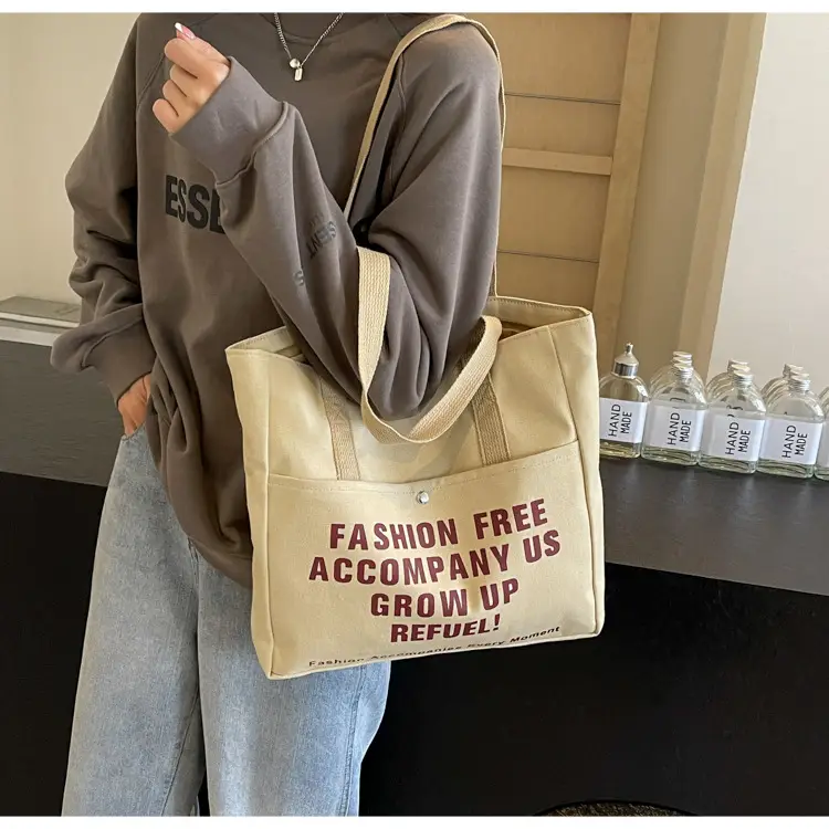 Women Canvas Tote Bag Large Capacity Retro College Student Shoulder Bag — feature 17