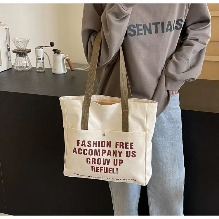 Women Canvas Tote Bag Large Capacity Retro College Student Shoulder Bag — feature 19