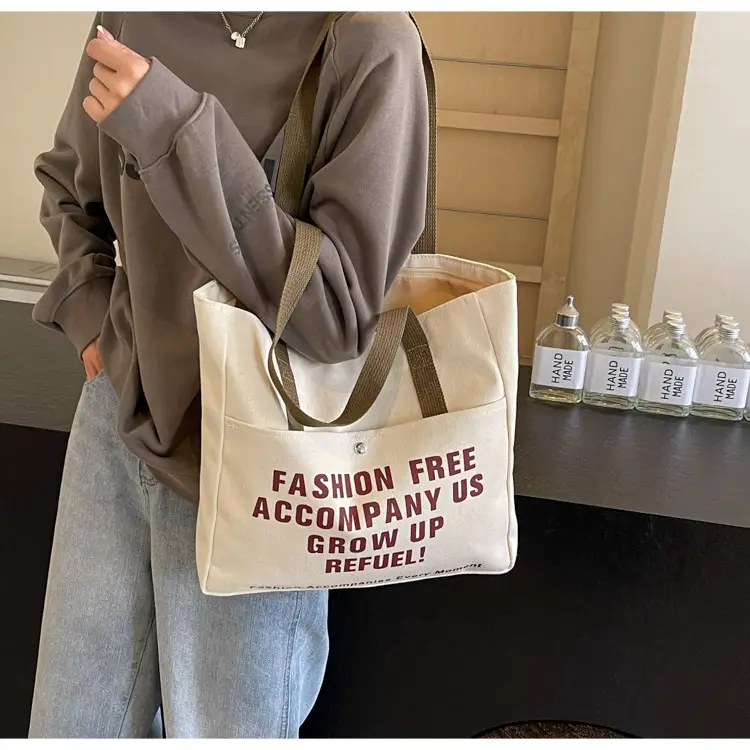 Women Canvas Tote Bag Large Capacity Retro College Student Shoulder Bag — feature 20