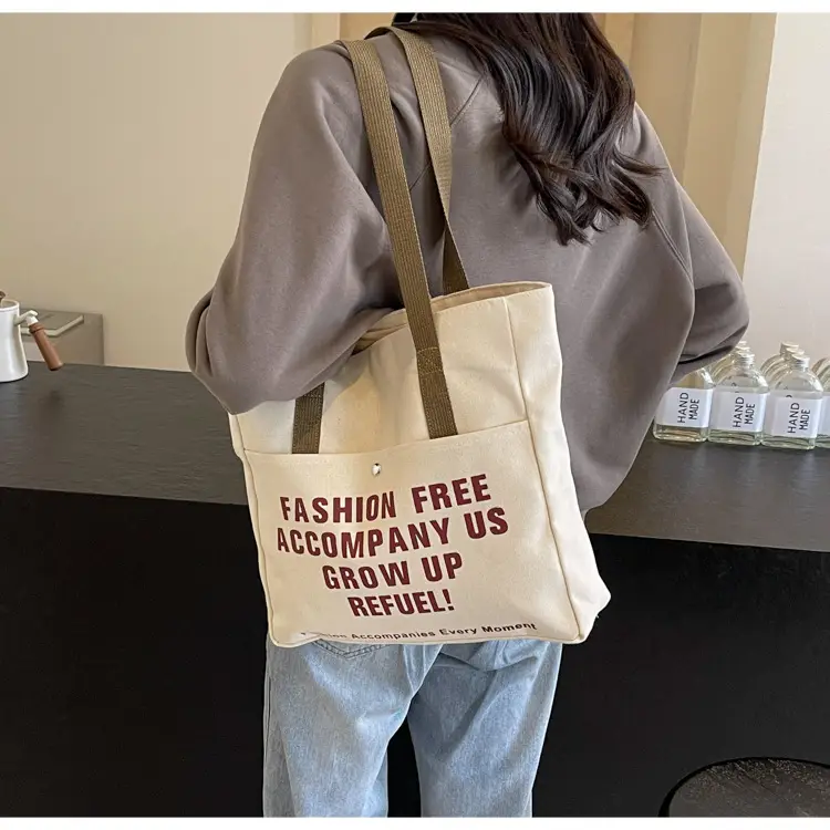 Women Canvas Tote Bag Large Capacity Retro College Student Shoulder Bag — feature 21