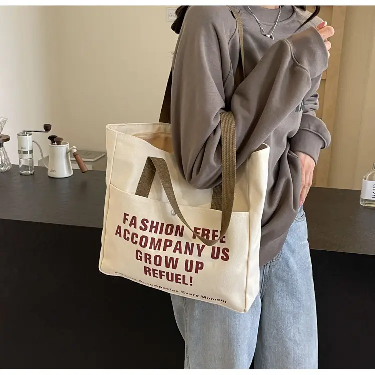 Women Canvas Tote Bag Large Capacity Retro College Student Shoulder Bag — feature 22
