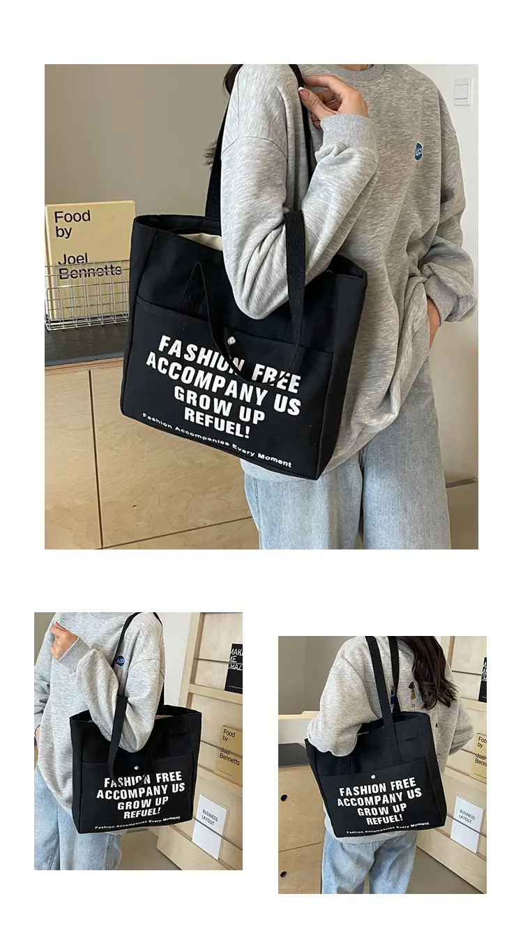 Women Canvas Tote Bag Large Capacity Retro College Student Shoulder Bag — feature 23