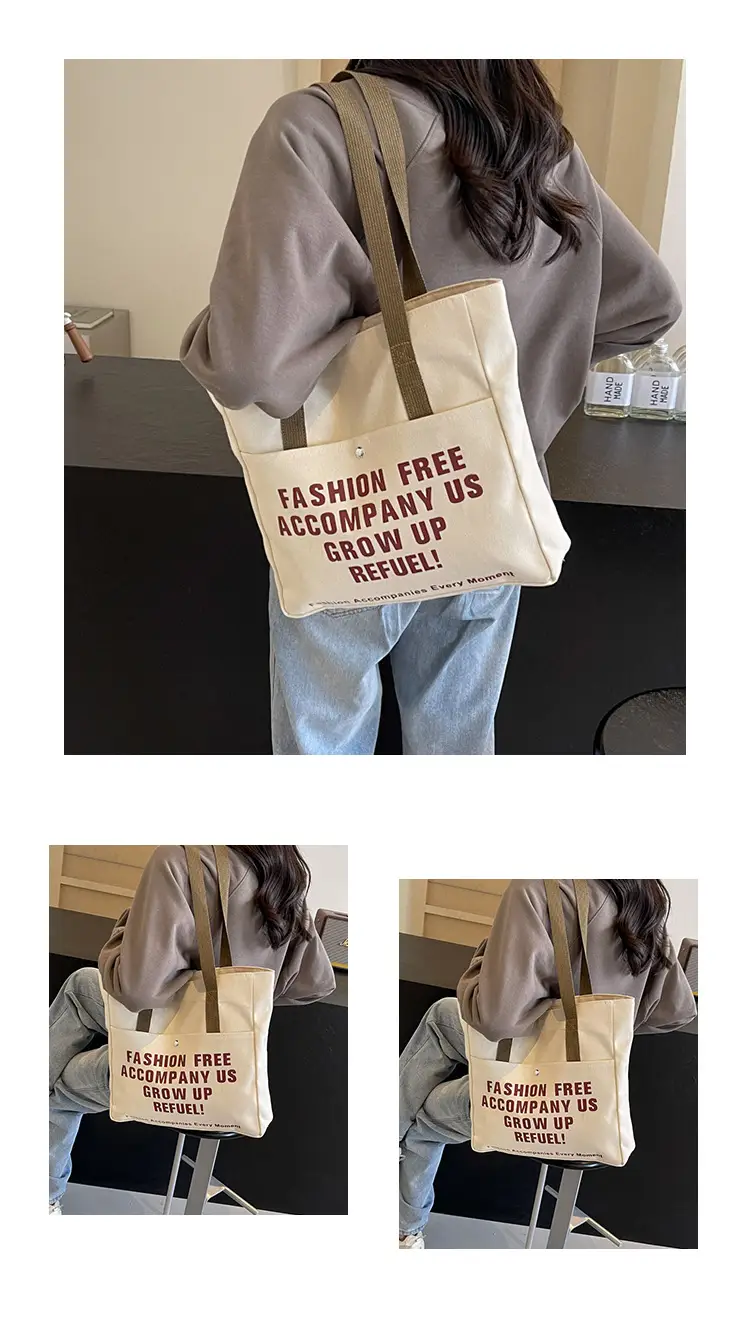 Women Canvas Tote Bag Large Capacity Retro College Student Shoulder Bag — feature 24