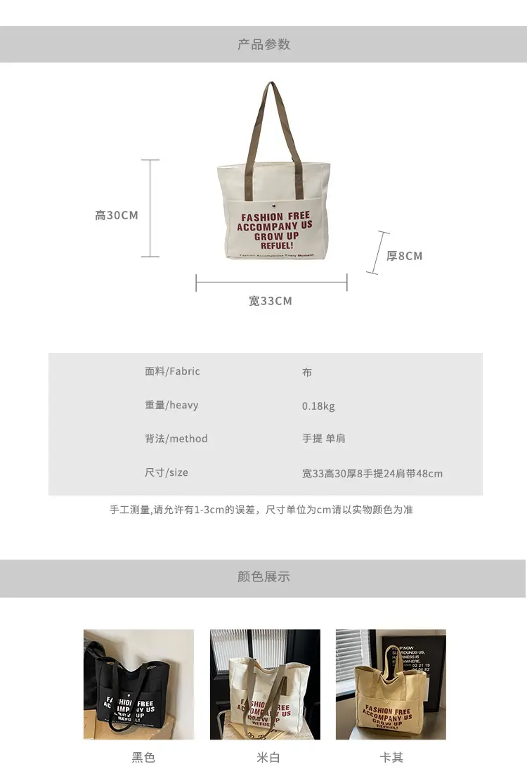 Women Canvas Tote Bag Large Capacity Retro College Student Shoulder Bag — feature 3