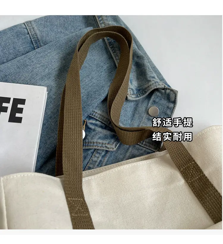 Women Canvas Tote Bag Large Capacity Retro College Student Shoulder Bag — feature 5