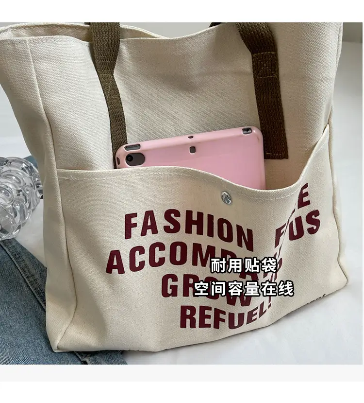 Women Canvas Tote Bag Large Capacity Retro College Student Shoulder Bag — feature 7
