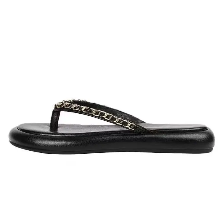 Women's Leather Chain Flip-Flops Summer 2024 - Image 7