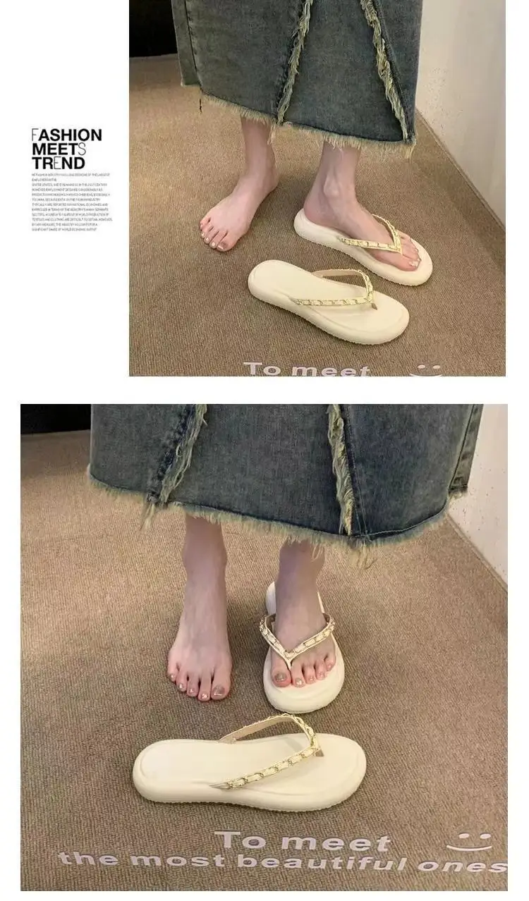 Women's Leather Chain Flip-Flops Summer 2024 — feature 10