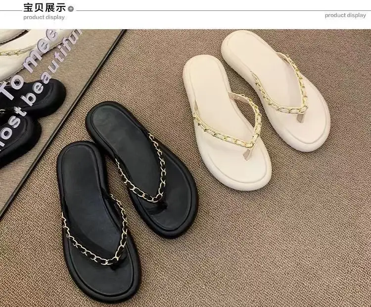 Women's Leather Chain Flip-Flops Summer 2024 — feature 12
