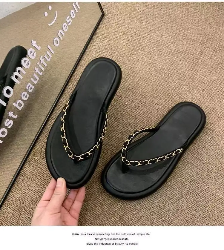 Women's Leather Chain Flip-Flops Summer 2024 — feature 13