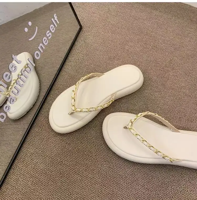 Women's Leather Chain Flip-Flops Summer 2024 — feature 14