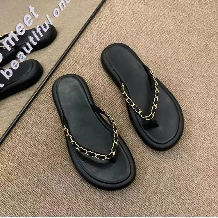 Women's Leather Chain Flip-Flops Summer 2024 — feature 15