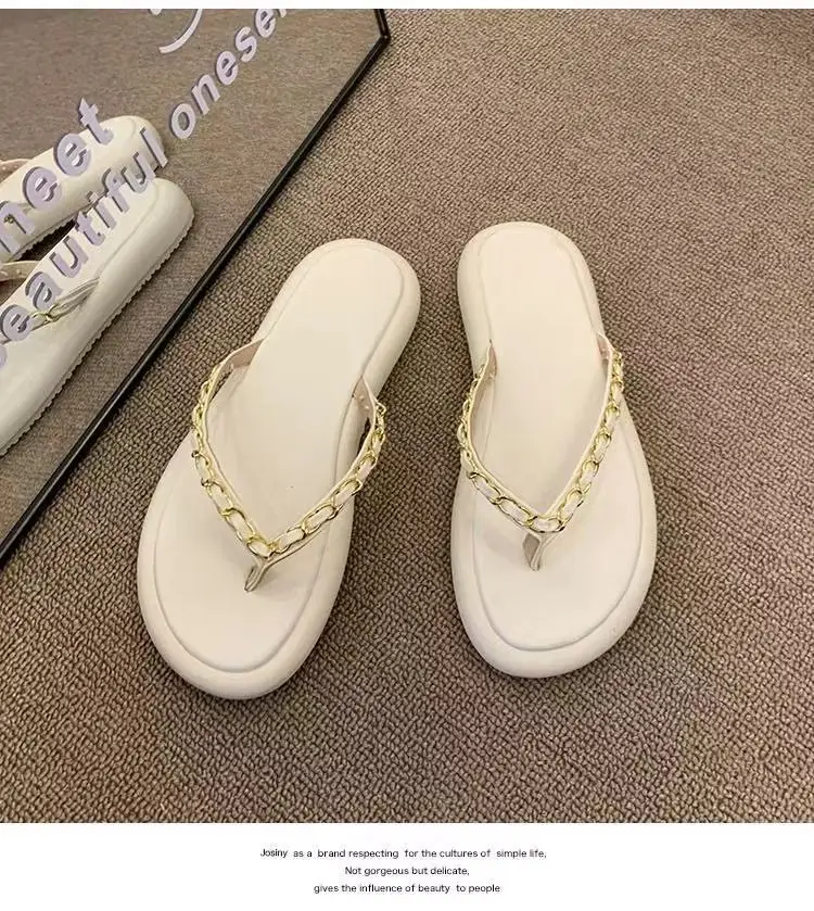 Women's Leather Chain Flip-Flops Summer 2024 — feature 16