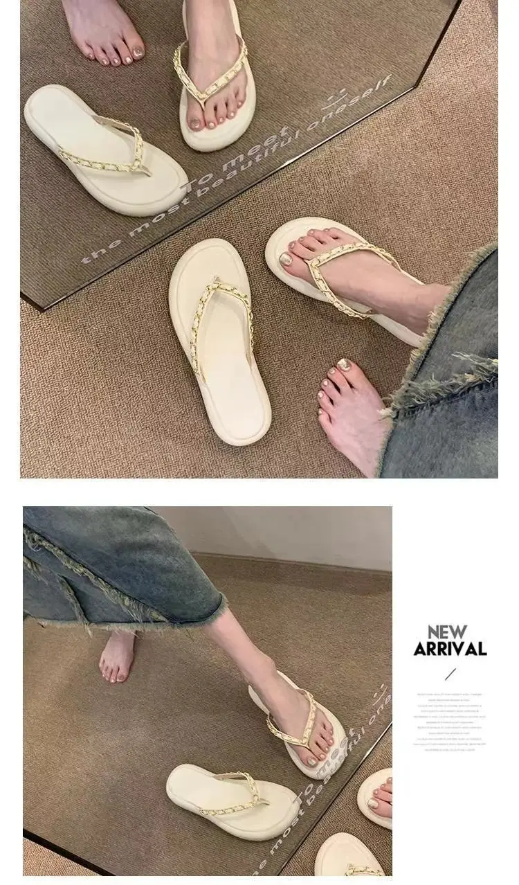 Women's Leather Chain Flip-Flops Summer 2024 — feature 9
