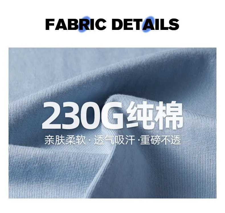 Men Navy Cotton Crewneck T-Shirt 230g Summer — feature 9