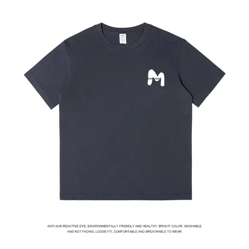 Men Navy Cotton Crewneck T-Shirt 230g Summer - Image 6