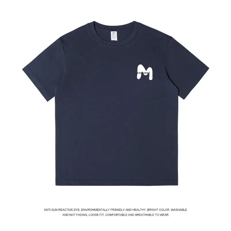 Men Navy Cotton Crewneck T-Shirt 230g Summer - Image 7