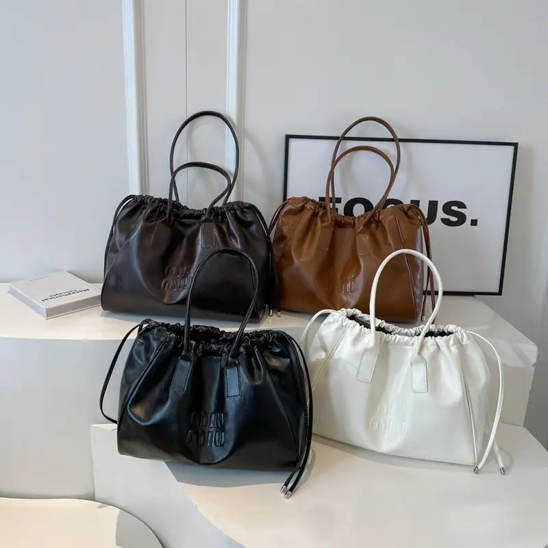 Women's Black Drawstring Shoulder Bag 2024 New - Image 5