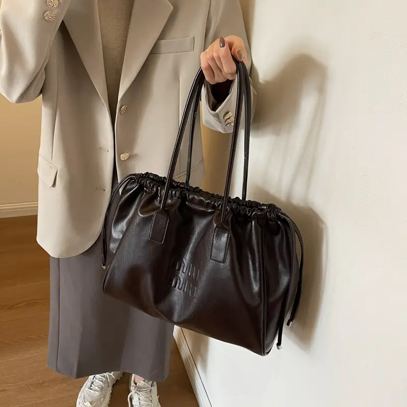 Women's Black Drawstring Shoulder Bag 2024 New - Image 7