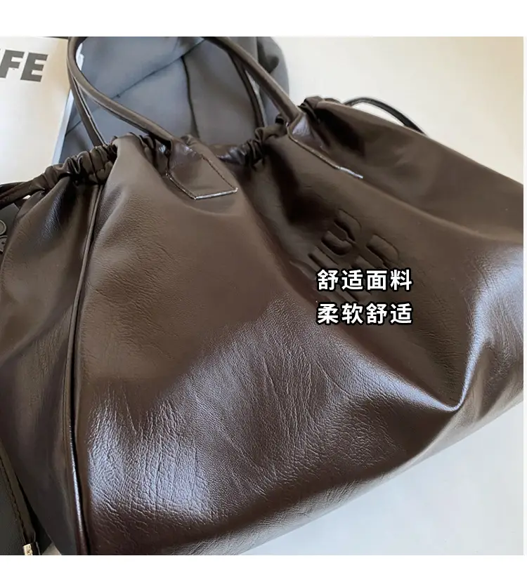Women's Black Drawstring Shoulder Bag 2024 New — feature 4