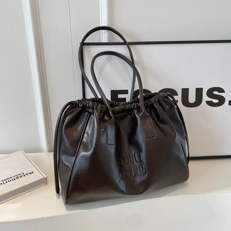 Women's Black Drawstring Shoulder Bag 2024 New - Image 4