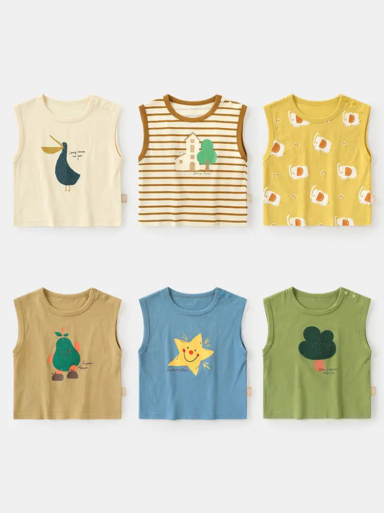 Baby Sleeveless T-Shirt Blue Cutepanda Print